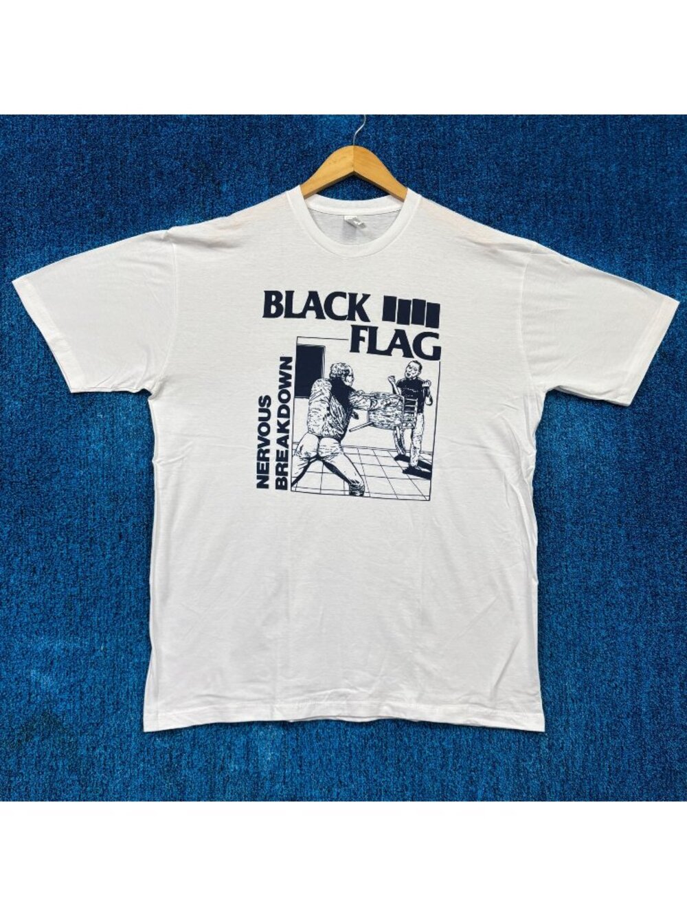 Black Flag Nervous Breakdown Punk White T-Shirt Size Extra Large